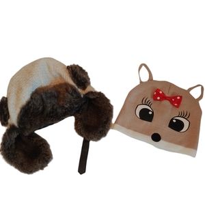 Kids Mudd trapper hat/Christmas Rudolph Winter Beanie hat lot of 2.